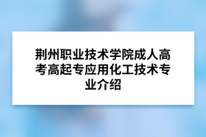 荆州职业技术学院成人高考高起专应用化工技术专业介绍